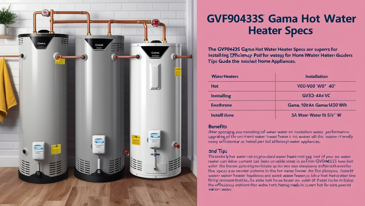 GVF90433S Gama Hot Water Heater Specs