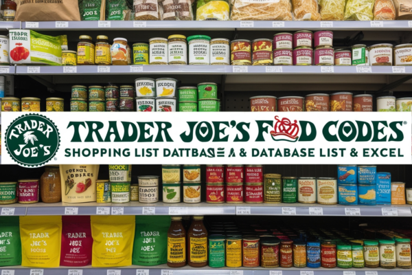 Trader Joe's Food Codes Shopping List Database list Excel