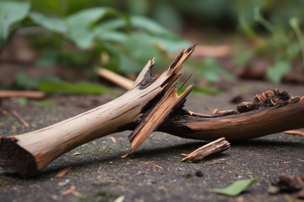 Smashed Wooden Branch on the Ground